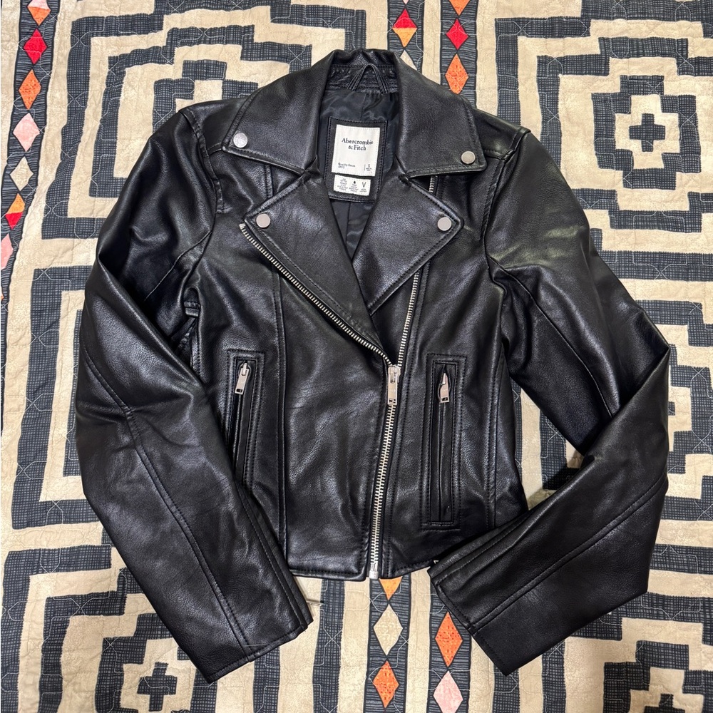 Abercrombie & Fitch Black Vegan Leather Jacket